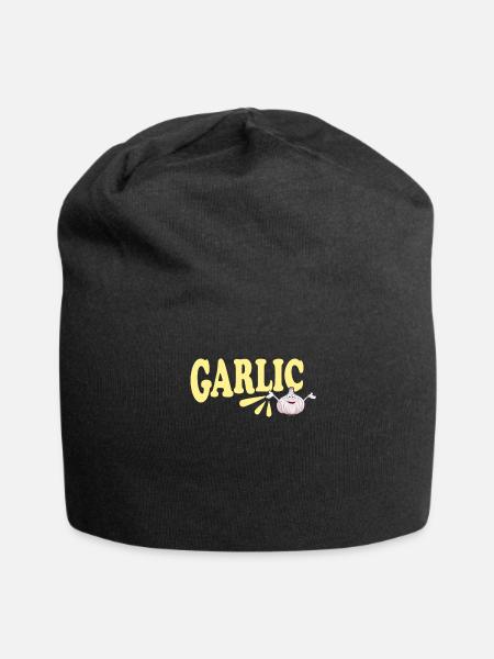 Lustiges Knoblauchbrot-Paardesign - Jersey-Beanie - Schwarz