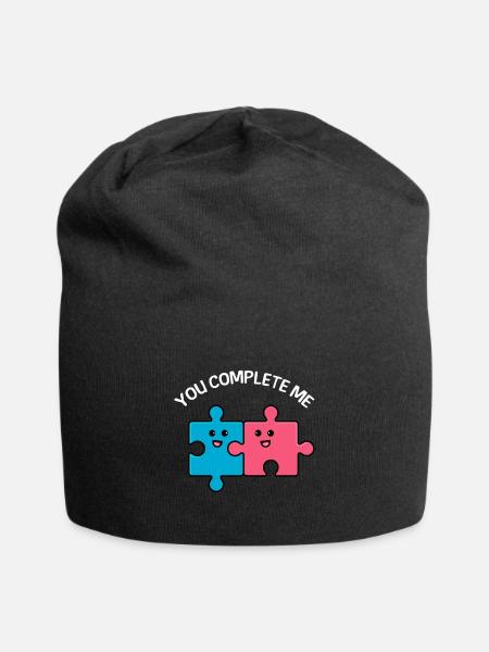 Valentinstag Spruch You complete me - Jersey-Beanie - Schwarz