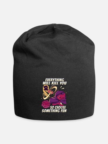 D20 Cat Design für einen RPG-GAMER - Jersey-Beanie - Schwarz