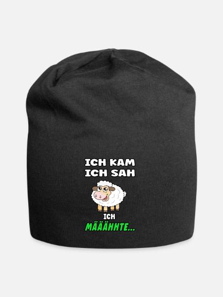 Schäfchen Spruch - Lustiges Design mit Schaf - Jersey-Beanie - Schwarz
