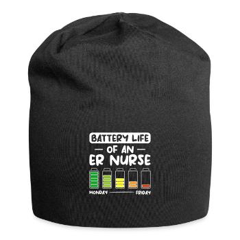 Batterielebensdauer einer Notaufnahme Krankenschwester Krankenschwestern - Jersey-Beanie - Schwarz - Vorne