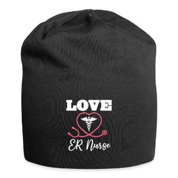 Love ER Nurse Emergency Room Nurses RN - Jersey Beanie - black - Front