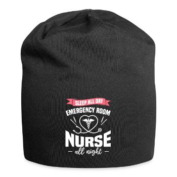 Schlaf den ganzen Tag ER Krankenschwester die ganze Nacht Notaufnahme - Jersey-Beanie - Schwarz - Vorne