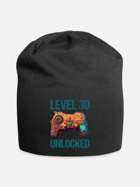 Level 30 Jahre Gaming 30er 30 Geburtstag - Jersey-Beanie - Schwarz