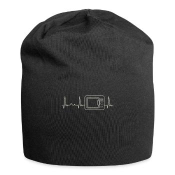 Microwave. Heart. Love. EKG. Pulse. Beat. - Jersey Beanie - black - Front