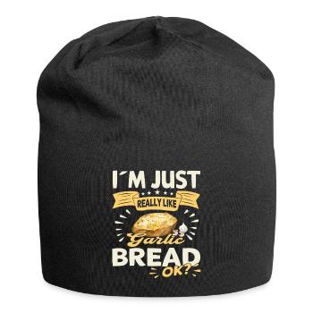 funny, I just like garlic bread OK - Jersey Beanie - black - Front