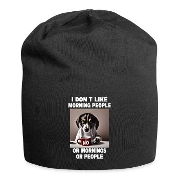 Ne pas aimer les gens du matin Grumpy Funny Dog - Bonnet en jersey - noir - Devant