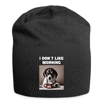 Je n’aime pas le chien grincheux du matin avec - Bonnet en jersey - noir - Devant