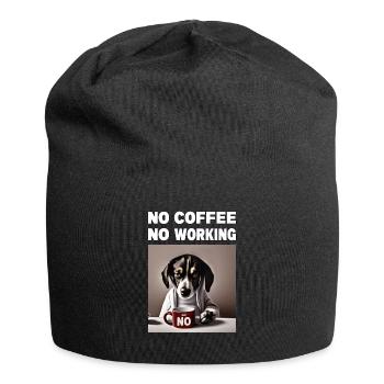 no coffee no working. Grumpy Funny Dog - Jersey Beanie - black - Front