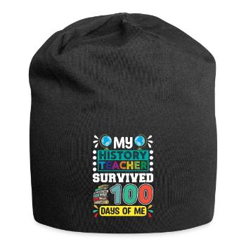 My history teacher survived 100 days of me - Jersey Beanie - black - Front