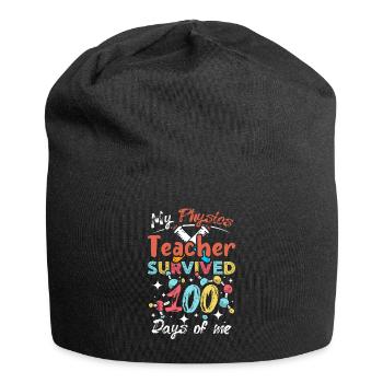 My physics teacher survived 100 days of me - Jersey-Beanie - Schwarz - Vorne