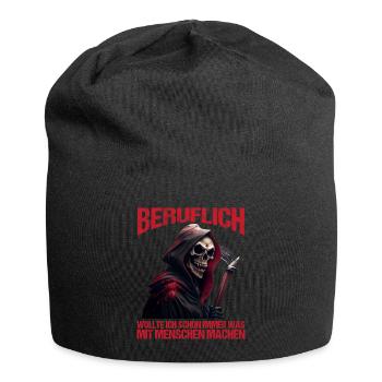 Beruflich schon immer was mit Menschen machen - Jersey-Beanie - Schwarz - Vorne