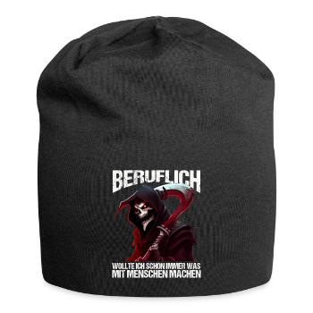 Beruflich schon immer was mit Menschen machen - Jersey-Beanie - Schwarz - Vorne