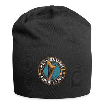 Never Underestimate a Girl with a Harp Harfe - Jersey Beanie - black - Front