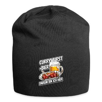 Currywurst und Bier - Fast Food - Spruch - Jersey-Beanie - Schwarz - Vorne