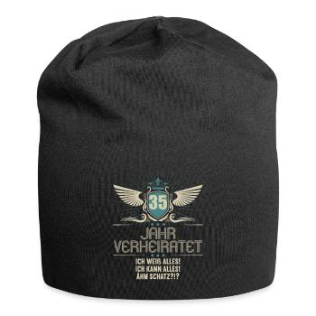 35 Jahr verheiratet weiß alles 35.Hochzeitstag - Jersey-Beanie - Schwarz - Vorne