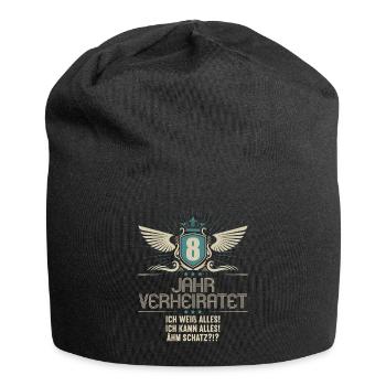 8 Jahr verheiratet weiß alles 8.Hochzeitstag - Jersey-Beanie - Schwarz - Vorne