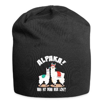 Alpaka, Was ist denn hier los - Jersey-Beanie - Schwarz - Vorne