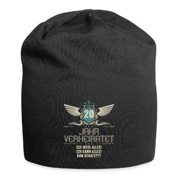 20 Jahr verheiratet weiß alles 20.Hochzeitstag - Jersey-Beanie - Schwarz - Vorne