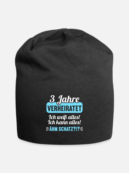 3 Jahr verheiratet weiß alles 3.Hochzeitstag - Jersey-Beanie - Schwarz
