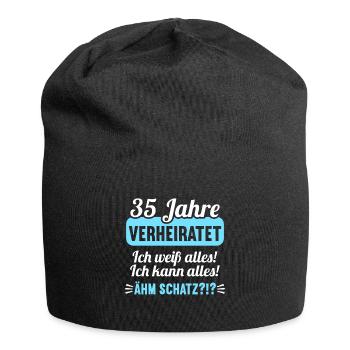 35 Jahr verheiratet weiß alles 35.Hochzeitstag - Jersey-Beanie - Schwarz - Vorne