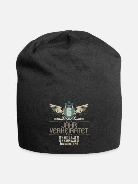6 Jahr verheiratet weiß alles 6.Hochzeitstag - Jersey-Beanie - Schwarz