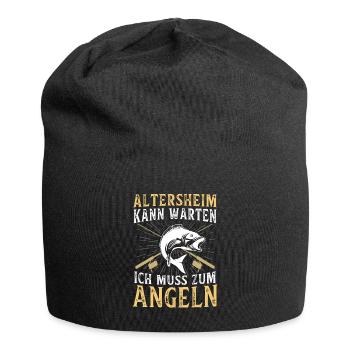 Angeln Geschenk Fischer Angler Petri Heil Rute - Jersey-Beanie - Schwarz - Vorne