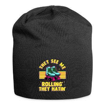 Inline Skate Geschenk Rollerskates Roller 70er - Jersey-Beanie - Schwarz - Vorne