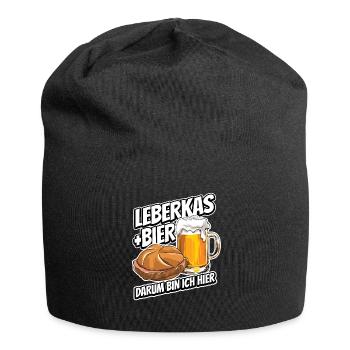 Leberkas + Bier - Fast Food - Spruch - Jersey-Beanie - Schwarz - Vorne