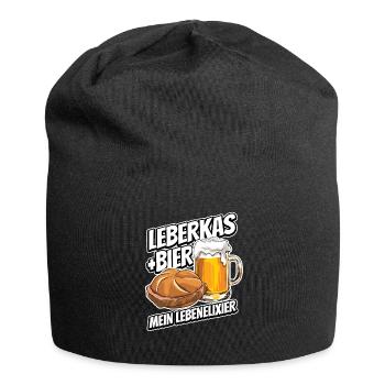 Leberkas + Bier - Fast Food - Spruch - Jersey-Beanie - Schwarz - Vorne