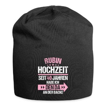 40 verheiratet Rubin Hochzeit 40.Hochzeitstag - Jersey-Beanie - Schwarz - Vorne