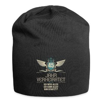 45 Jahr verheiratet weiß alles 45.Hochzeitstag - Jersey-Beanie - Schwarz - Vorne