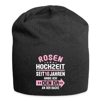 10 verheiratet Rosen Hochzeit 10.Hochzeitstag - Jersey-Beanie - Schwarz - Vorne