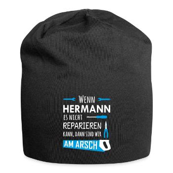 Lustiger Heimwerker und Handwerker Spruch Hermann - Jersey-Beanie - Schwarz - Vorne