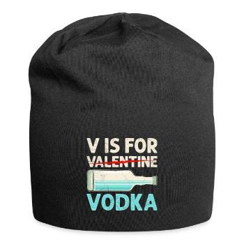 V steht für Vodka lustiges Valentinstag - Jersey-Beanie - Schwarz - Vorne