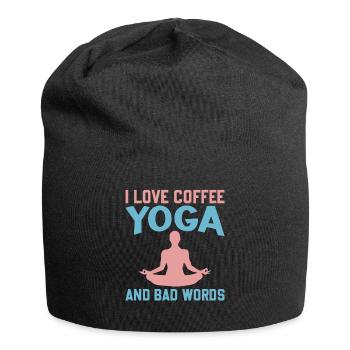 Yoga Saying - J’aime le café Yoga et les gros mots - Bonnet en jersey - noir - Devant