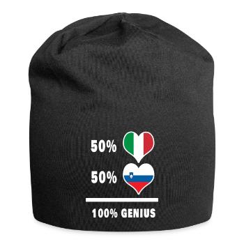 Slowenien und Italien Flaggen 100% genial - Jersey-Beanie - Schwarz - Vorne