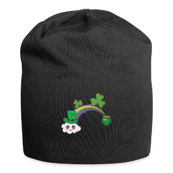 Cute Kawaii Cloud Rainbow Happy Saint Patricks - Jersey-Beanie - Schwarz - Vorne