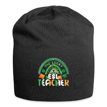 Saint Patrick Day Rainbow Clover Lucky Teacher - Jersey-Beanie - Schwarz - Vorne
