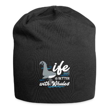 Funny whale watching - life is better with - Jersey Beanie - black - Front