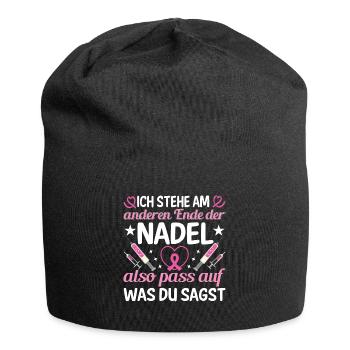 Ich Stehe Am Anderen Ende Der Nadel - Jersey-Beanie - Schwarz - Vorne