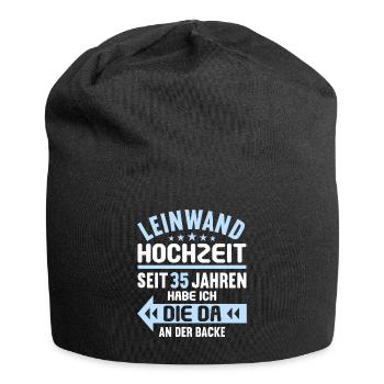 35 verheiratet Leinwand Hochzeit 35.Hochzeitstag - Jersey-Beanie - Schwarz - Vorne