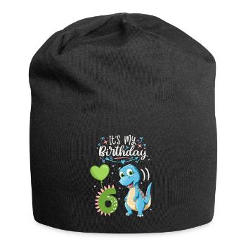 Dinosaure de 6e anniversaire, enfant dinosaure, 6 ans - Bonnet en jersey - noir - Devant