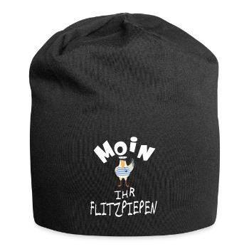 Moin ihr Flitzpiepen lustige Möwe - Jersey-Beanie - Schwarz - Vorne