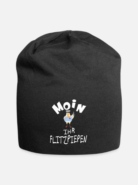 Moin ihr Flitzpiepen lustige Möwe - Jersey-Beanie - Schwarz