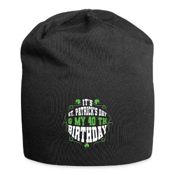 Birth Age 40 Shamrock Saint Patrick Day - Jersey Beanie - black - Front
