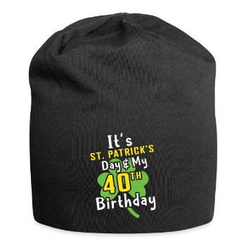Mon âge de naissance 40 trèfles Saint Patrick - Bonnet en jersey - noir - Devant