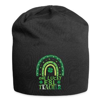 Rainbow Saint Patrick Day Clover Lucky Teacher - Bonnet en jersey - noir - Devant