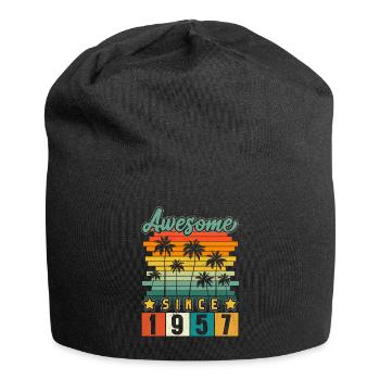 1957 Geboren Geburtstag Geburtsjahr Vintage - Jersey-Beanie - Schwarz - Vorne