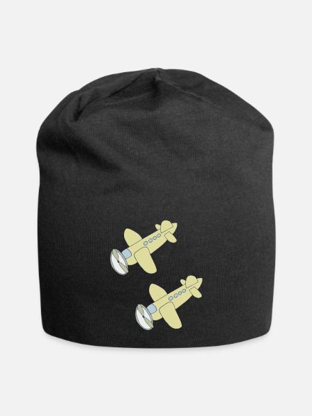 flugzeug 2fach - Jersey-Beanie - Schwarz